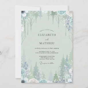 Meeresschaum-Schnee-Kiefer-Eukalyptus-Hochzeit Einladung