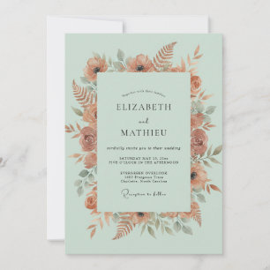 Meeresschaum-Terrakotta-Mohn-Hochzeit Einladung