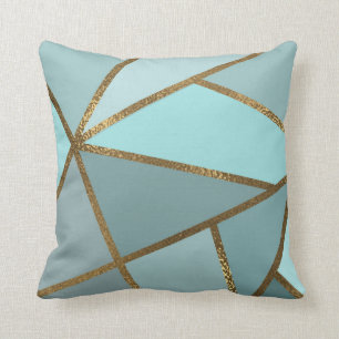 Meeresschaum Türkis Grün Blau & Bronze Geometrisch Kissen