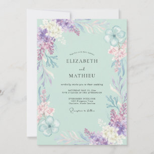 Meeresschaum-Violette Bemalte Hochzeit Einladung