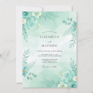 Meeresschaumgrünes Ätherisches Botanisches Hochzei Einladung