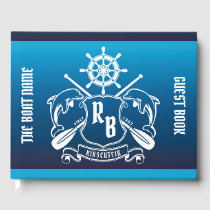 Meeresschild-Insignien-Delphine-Helm-Oars-Schild Gästebuch