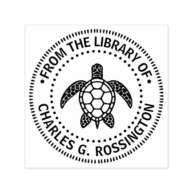 Meeresschildkröte #5N Bibliotheksbuch Name Permastempel (Design)