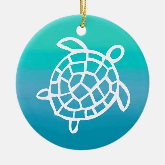 Meeresschildkröte-Aquarell-Ozean Keramikornament (Vorne)