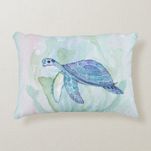 MEERESSCHILDKRÖTE-AQUARELL PASTELLakzent-Kissen Zierkissen