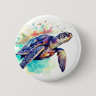 Meeresschildkröte Aquarellbilder Button