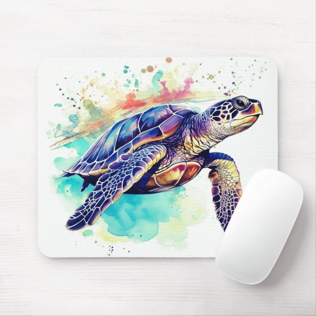 Meeresschildkröte Aquarellbilder Mousepad (Mit Mouse)
