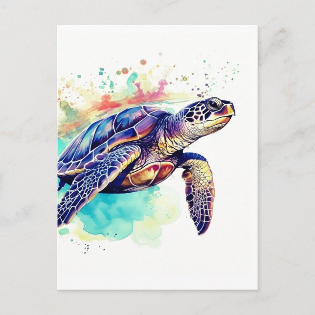 Meeresschildkröte Aquarellbilder Postkarte (Vorderseite)