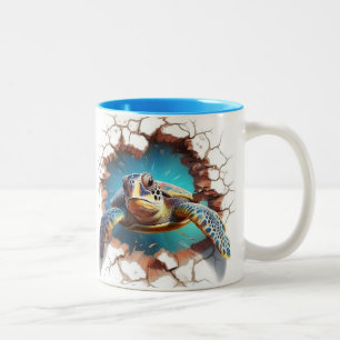 Meeresschildkröte aus einer Mauer Zweifarbige Tasse