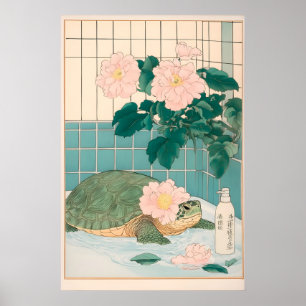 Meeresschildkröte Badezimmerdruck japanischer Ukiy Poster