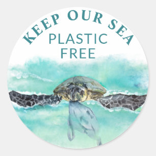 Meeresschildkröte BEHALTE UNSEREN PLASTIKKOSTENFRE Runder Aufkleber