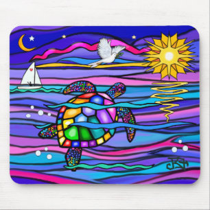 Meeresschildkröte (blau / pink) mousepad