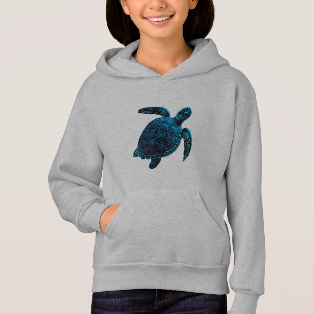 Meeresschildkröte, blau zeichnend hoodie (Vorderseite)