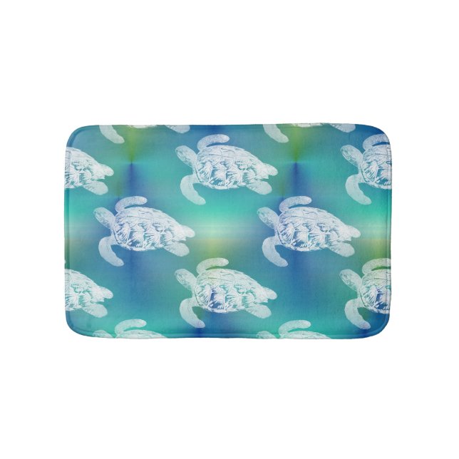 Meeresschildkröte-blaue Aqua-Bad-Wolldecke Badematte (Vorderseite)