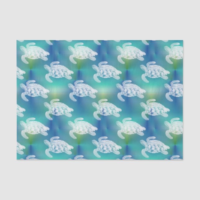 Meeresschildkröte-blaues Aqua-Seidenpapier Seidenpapier (Vorderseite)