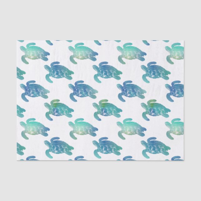 Meeresschildkröte-blaues Aqua-Seidenpapier Seidenpapier (Vorderseite)