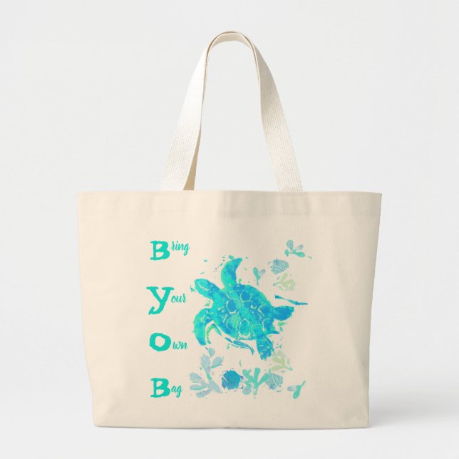 Meeresschildkröte "Bring Deine eigene Tasche" Tasc Jumbo Stoffbeutel (Vorne)