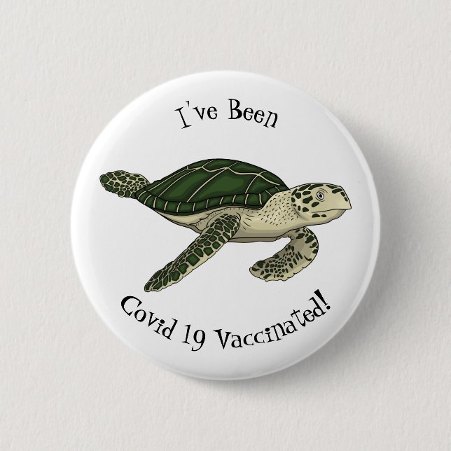 Meeresschildkröte-Cartoon Button (Vorderseite)