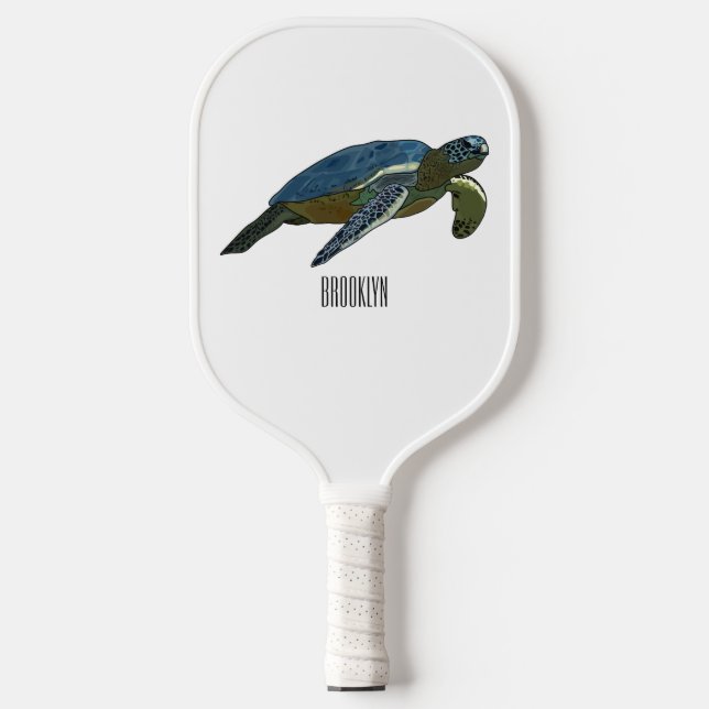 Meeresschildkröte-Cartoon Pickleball Schläger (Vorderseite)