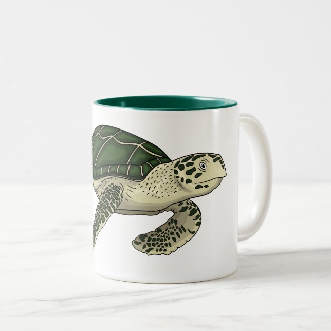 Meeresschildkröte-Cartoon Zweifarbige Tasse (VorderseiteRechts)