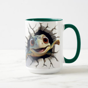 Meeresschildkröte, die aus der Mauer kommt Tasse