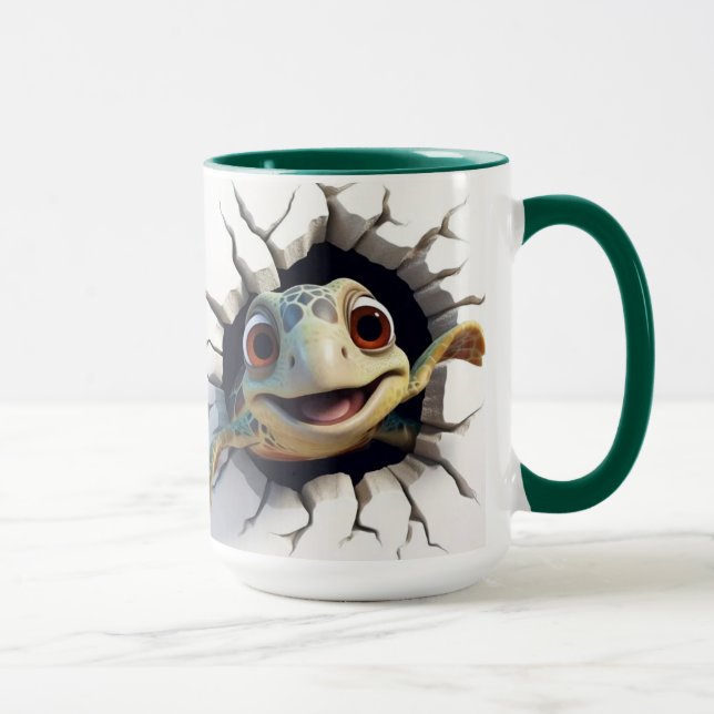 Meeresschildkröte, die aus der Mauer kommt Tasse (Rechts)
