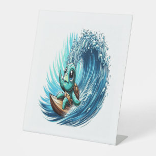 Meeresschildkröte fährt Emotion Wave. Sockelschild