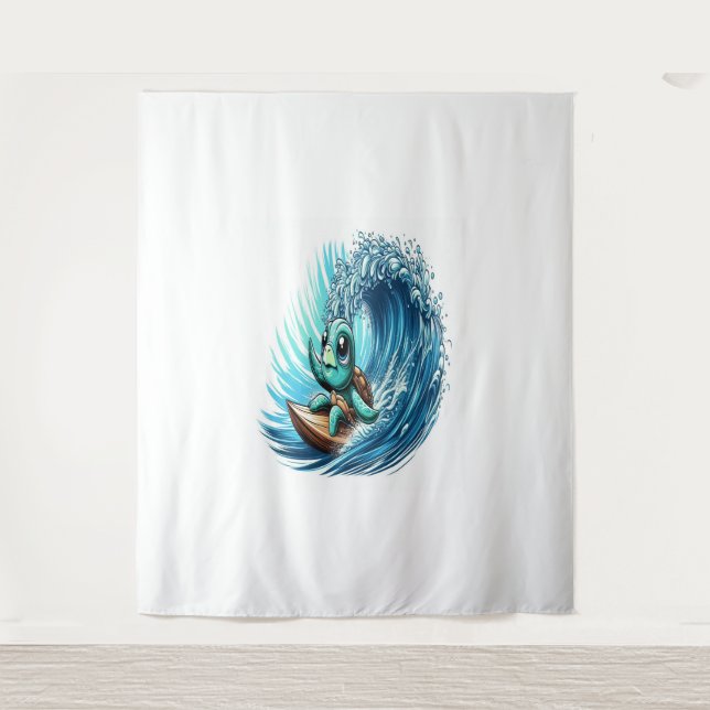 Meeresschildkröte fährt Emotion Wave. Wandteppich (Vorderseite)