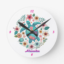 Meeresschildkröte Floral Boho Schule Büro Name Run