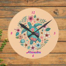 Meeresschildkröte Floral Boho Schule Büro Name Run