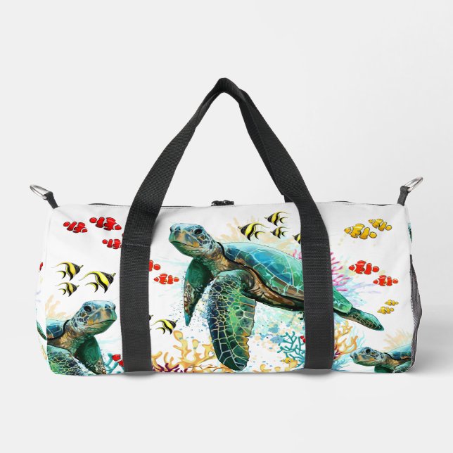 Meeresschildkröte im Unterwasser-Aquarell-Stil Duffle Bag (Vorderseite)