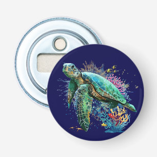Meeresschildkröte im Unterwasser-Aquarell-Stil Flaschenöffner