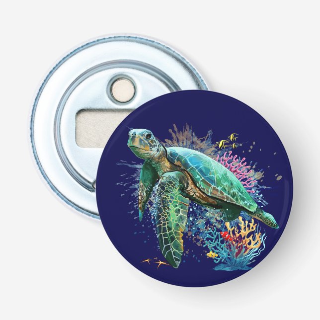Meeresschildkröte im Unterwasser-Aquarell-Stil Flaschenöffner (Vorderseite)