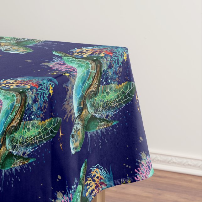 Meeresschildkröte im Unterwasser-Aquarell-Stil Tischdecke (Beispiel)