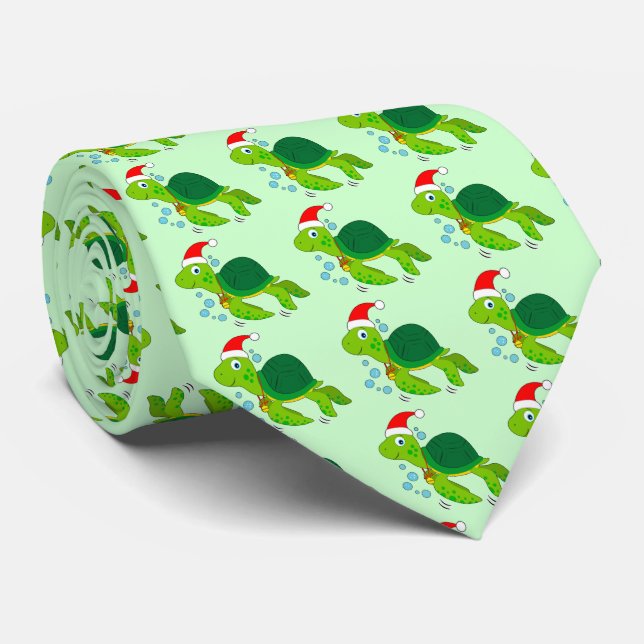 Meeresschildkröte in einer Weihnachtsmannmütze Krawatte (Gerollt)