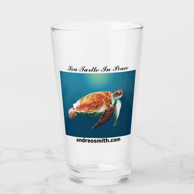 Meeresschildkröte in Frieden - Trinkglas Glas (Vorderseite)