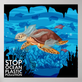 Meeresschildkröte in Plastiksäcken Poster