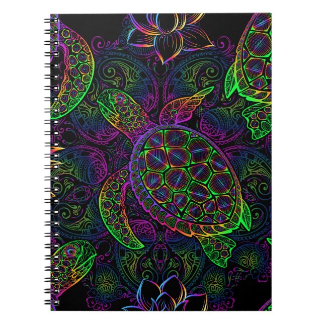 Meeresschildkröte in psychedelischen Multicolorfar Notizblock (Vorderseite)
