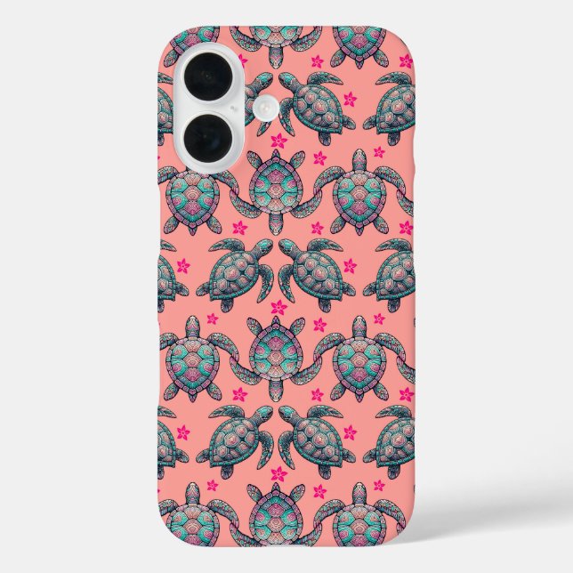 Meeresschildkröte iPhone 16 Hülle (Rückseite)