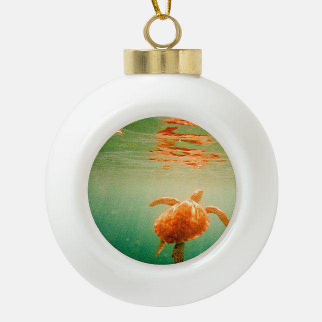 Meeresschildkröte Keramik Kugel-Ornament (Vorderseite)