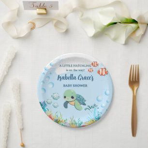Meeresschildkröte Kleines Schlüpfling Baby Shower Pappteller