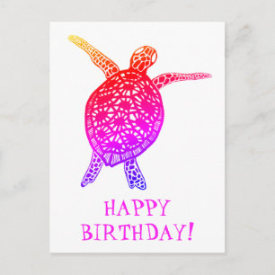 Meeresschildkröte Landschildkröte HAPPY BIRTHDAY! Postkarte