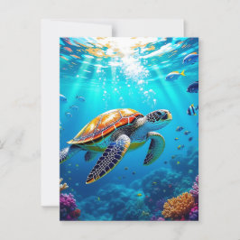 Meeresschildkröte Lebhafte farbenfrohe Unterwasser Postkarte