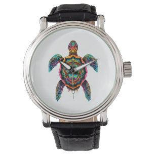 Meeresschildkröte Mandala Sea Ocean Tierwerk Boho Armbanduhr