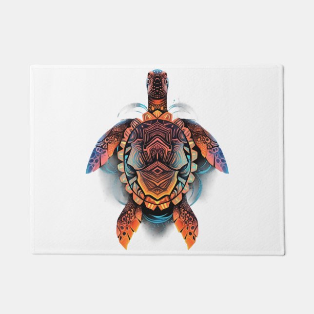 Meeresschildkröte Mandala Sea Ocean Tierwerk Boho Fußmatte (Vorderseite)