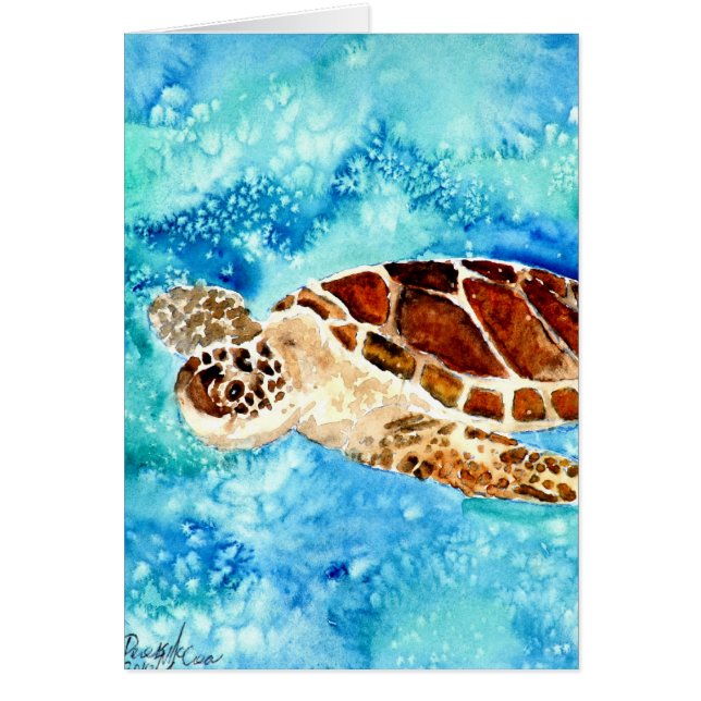 Meeresschildkröte Meereswelt Aquarellmalerei (Vorne)