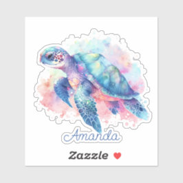 Meeresschildkröte Mit Monogramm Aufkleber