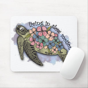 Meeresschildkröte Ozean Blumen Typografie Slow Mot Mousepad