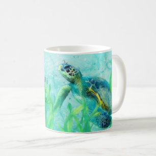Meeresschildkröte Ozean Strand Kunst Elegant Tropi Kaffeetasse