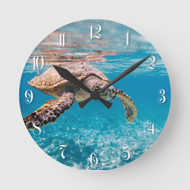 Meeresschildkröte Runde Wanduhr (Vorderseite)